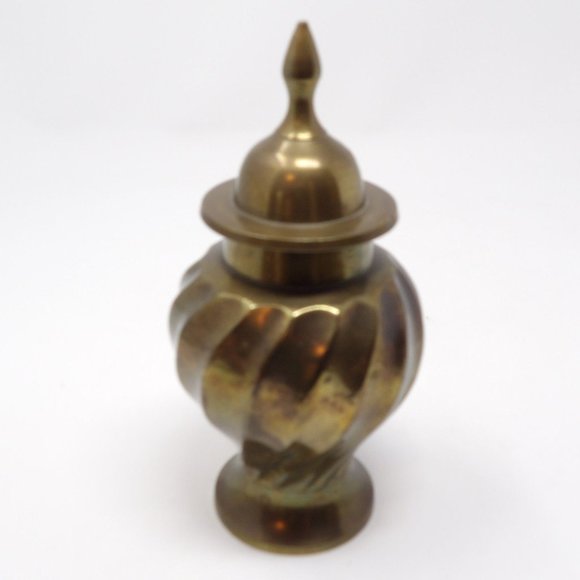 Vintage Brass Ginger Jar Twist Pattern 7 1/4" H  Made in India - Picture 7 of 10